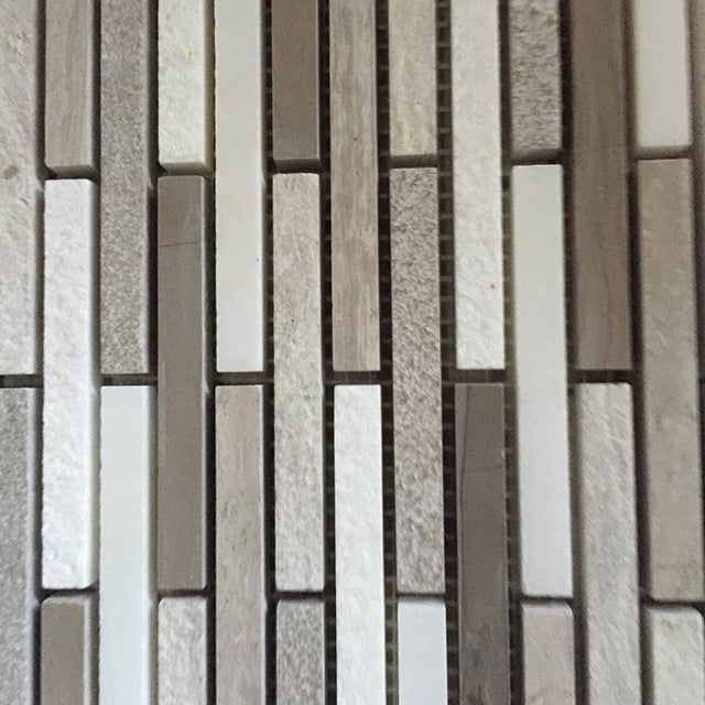 Original product photo — Mixed Natural Marble Linear Random-Strip Mosaic — reference 23024 — view 1