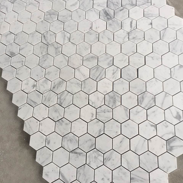 Original product photo — White and Grey Hexagon Natural Marble Mosaic — reference 23022 — view 3
