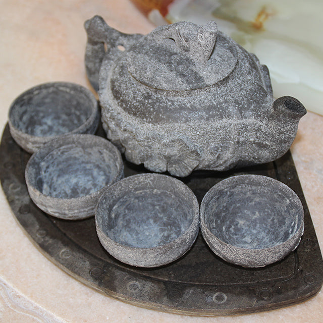 Original product photo — Hand-Carved Natural Stone Teapot and Cup Set with Tray — reference 22951 — additional view 2