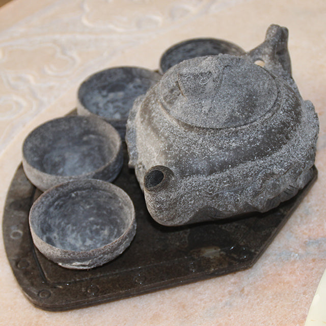 Original product photo — Hand-Carved Natural Stone Teapot and Cup Set with Tray — reference 22951 — additional view 3