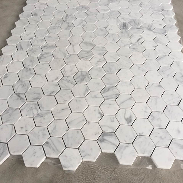 Original product photo — White and Grey Hexagon Natural Marble Mosaic — reference 23022 — view 2