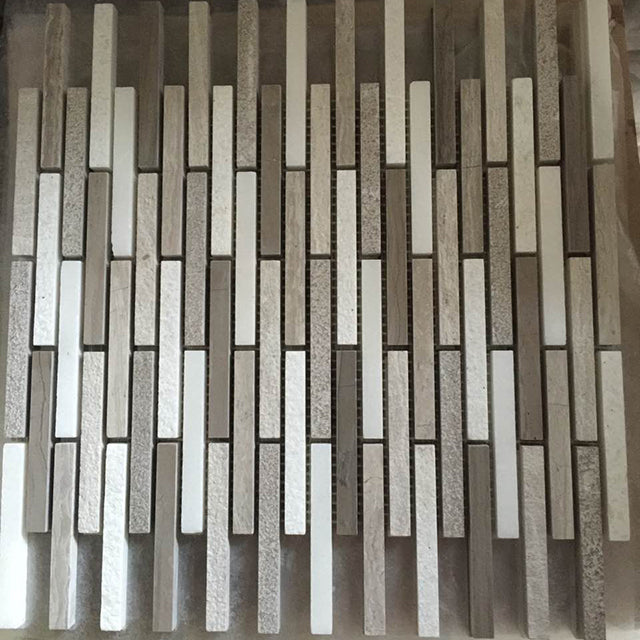 Original product photo — Mixed Natural Marble Linear Random-Strip Mosaic — reference 23024 — view 2