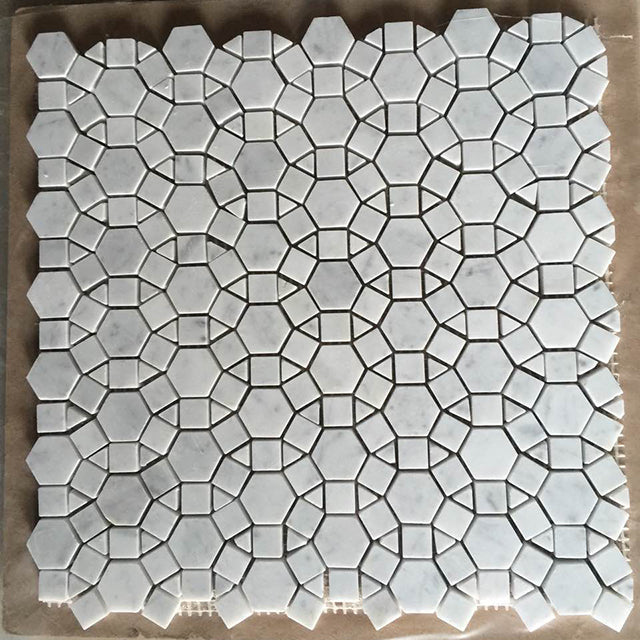 Original product photo — White Natural Marble Fan-Pattern Mosaic — reference 23039 — view 1