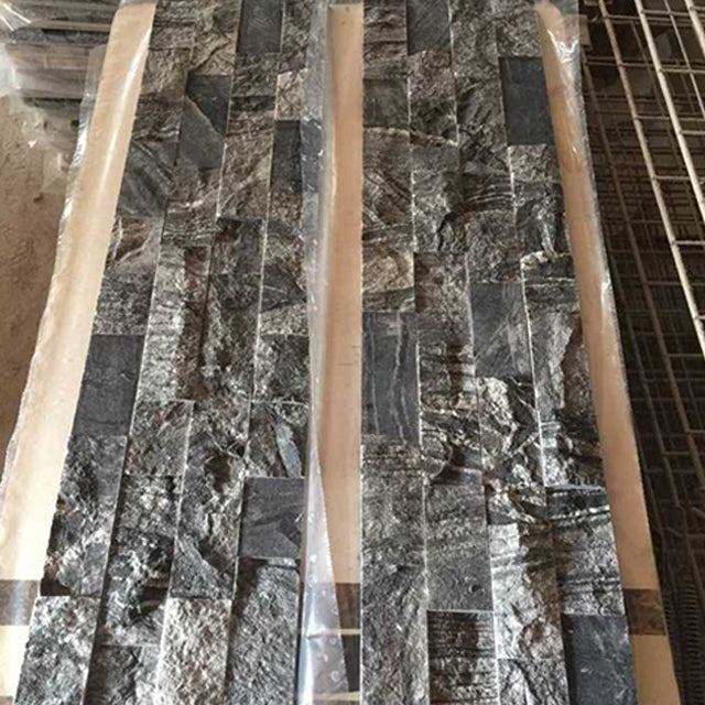 Original product photo — Dark Split-Face Stacked Natural Marble Mosaic — reference 23045 — view 1