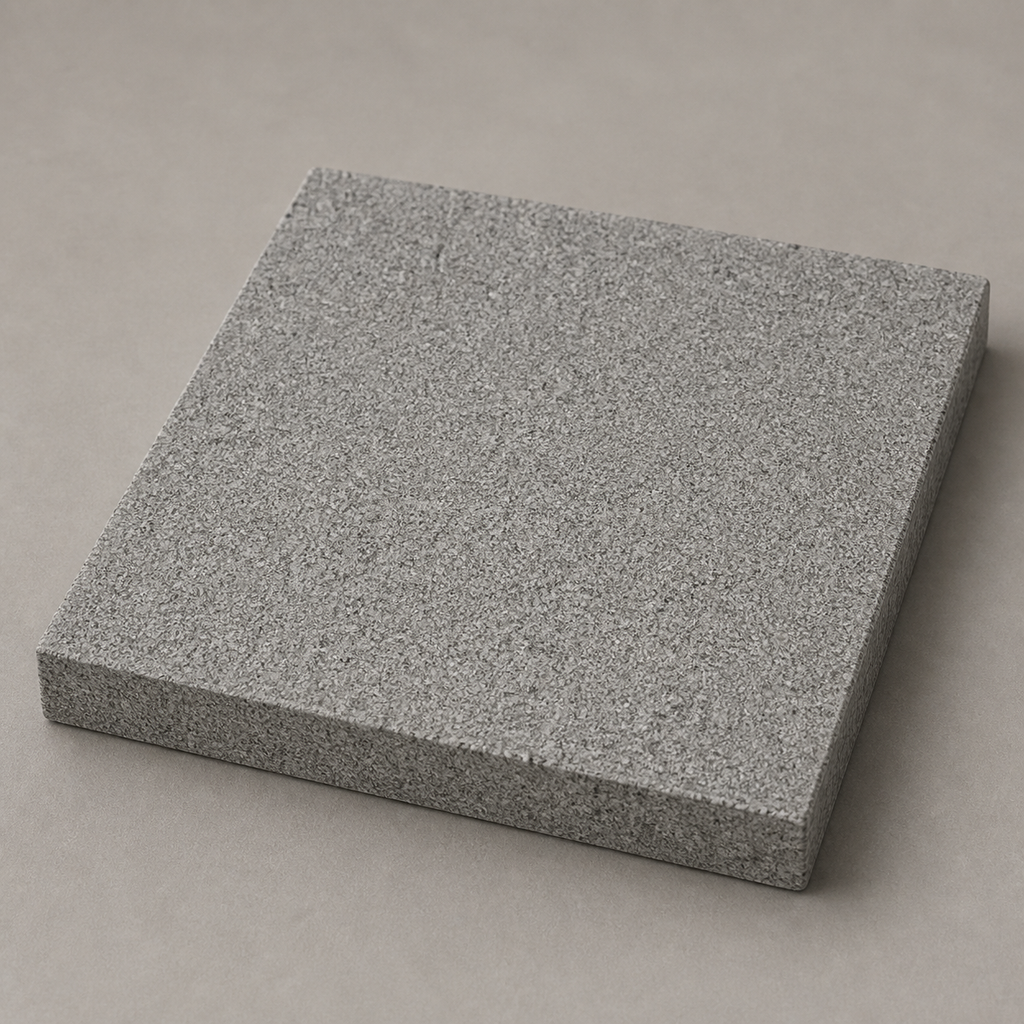 Application visualisation — Bush-Hammered Sesame Grey Natural Granite Sample T34; original product photo and approved sample control