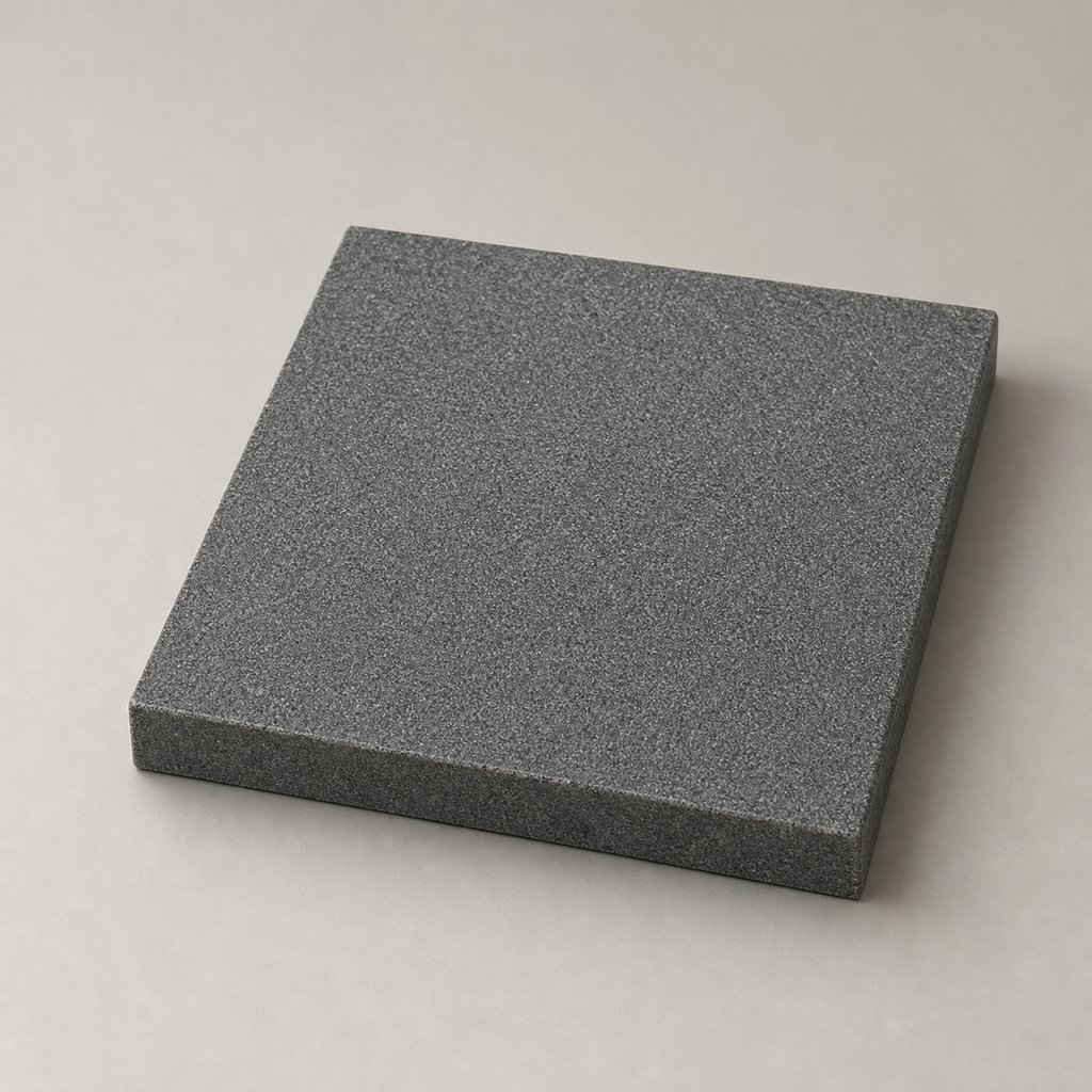 Application visualisation — Bush-Hammered Sesame Grey Natural Granite Sample T03; original product photo and approved sample control
