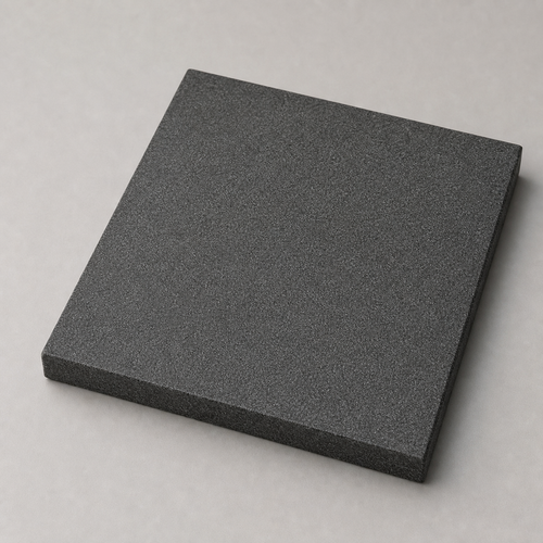 Application visualisation — Bush-Hammered Sesame Black Natural Granite Sample T16; original product photo and approved sample control