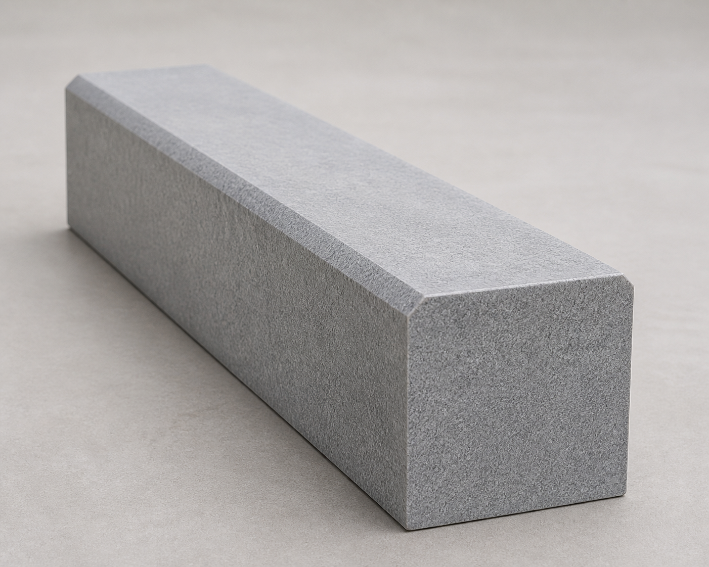 Application visualisation — Light Grey Natural Granite Chamfered Kerbstone – Ref. 22934; original product photo and approved sample control