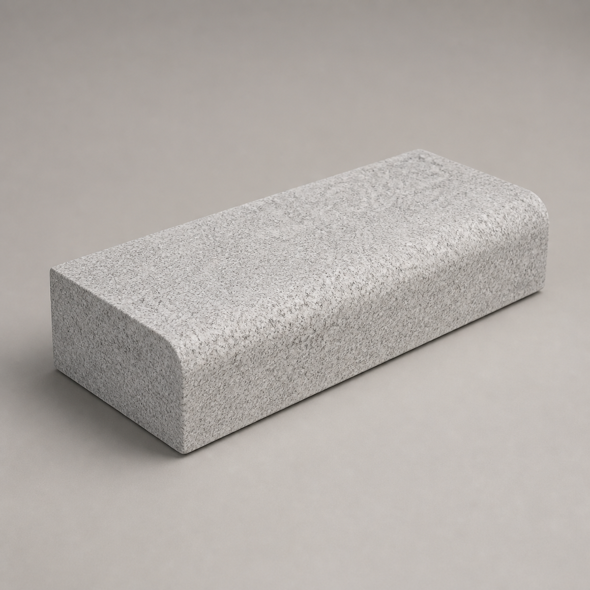Catalog visualisation — light grey natural granite bullnose kerbstone; approved drawing and sample control final profile